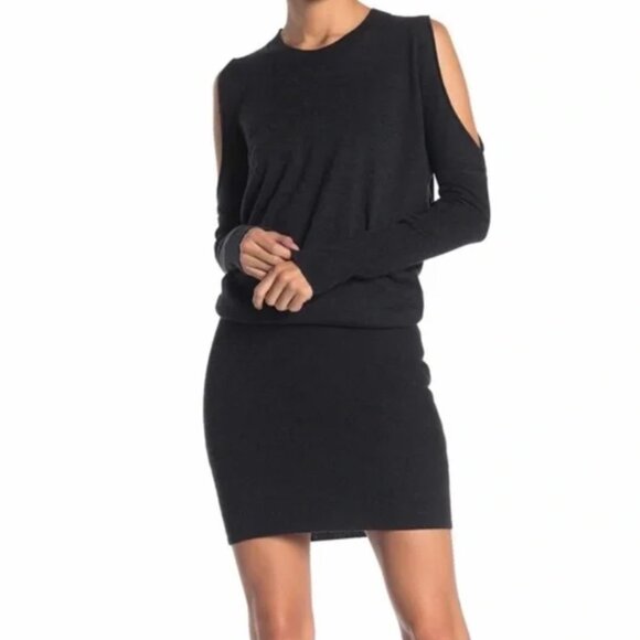 All Saints Dresses & Skirts - All Saints black cold shoulder tapered skirt flowy top sweater knit dress M